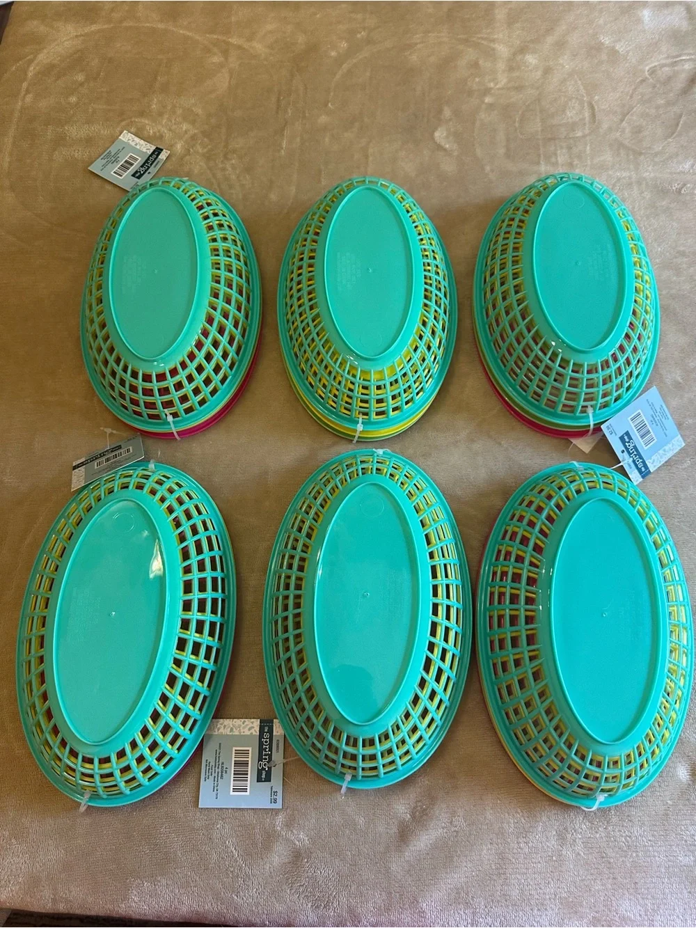 Bright Plastic Serving Baskets - Set of 24